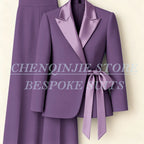Women's Tailored Blazer Wide Leg Pants Suit