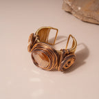 Women's Fashion Retro Multi-layer Gold Glass Cuff Bangle Bracelet