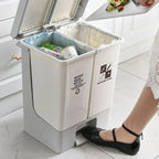 Double Compartment Pedal Trash Can with Lid and Sorting Bins
