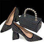 Women's Pointed Toe Spike Heel Pumps and Handbag Set