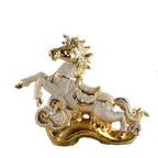 Gold Ceramic Horse Figurine and Modern Tabletop Statue
