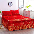 Lace Skirt Bed Sheet and Fitted Bedspread Set