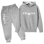 Kids' Pattern Hooded Sweatshirt Pants Two-Piece Set