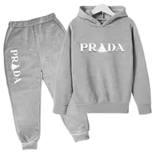 Kids' Pattern Hooded Sweatshirt Pants Two-Piece Set
