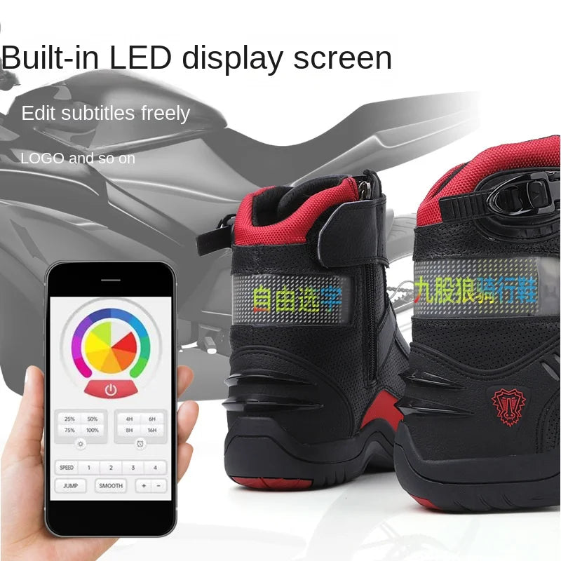 Unisex High Top LED Illuminated Motorcycle Riding Boots