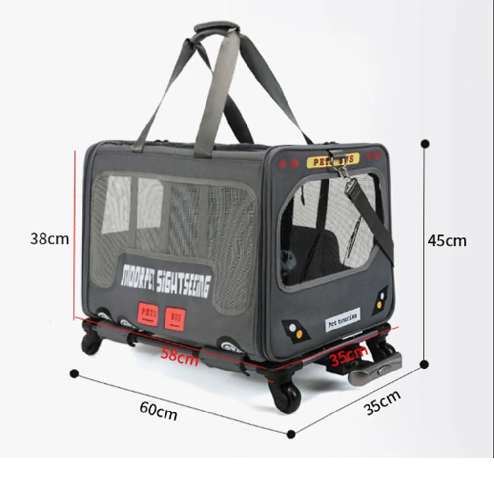 Portable Breathable Universal Wheel Pet Trolley Bag