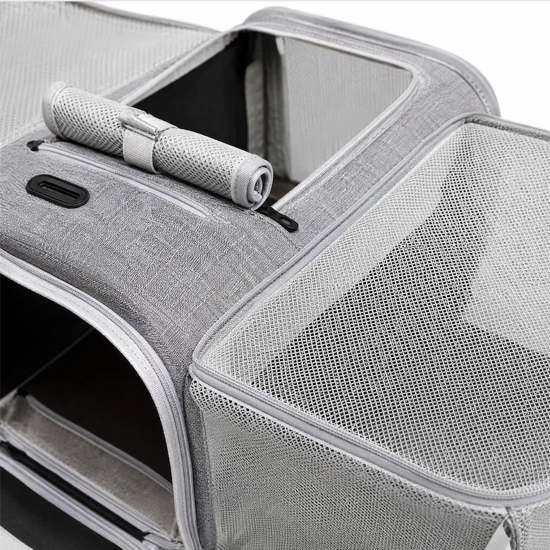 Expandable Double-Sided Pet Carrier Bag Breathable Travel Tote for Cats and Small Dogs