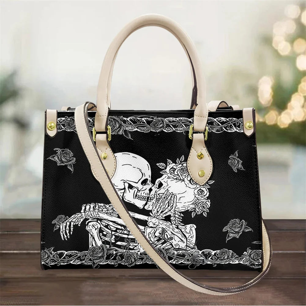 Women's Skull Pattern Faux Leather Shoulder Tote Bag