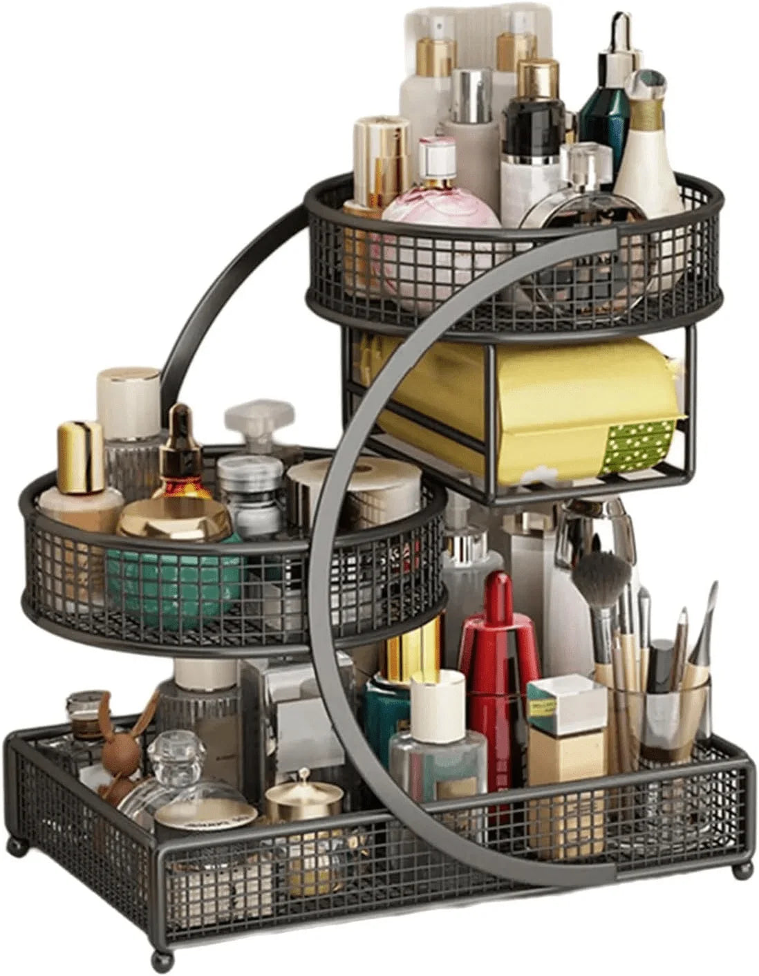3-Tier Metal Countertop Makeup Organizer and Cosmetic Storage Shelf