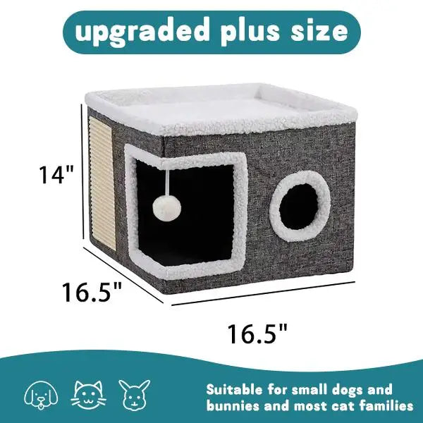 Foldable Indoor Cat House and Cave Condo Pet Bed