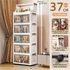 14.6in Foldable PP Plastic Storage Cabinet and Rolling Organizer