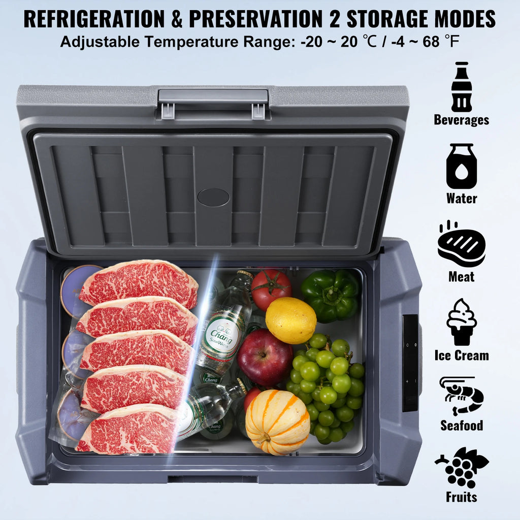 Portable Car Refrigerator and Dual Zone Freezer Cooler with Wheels