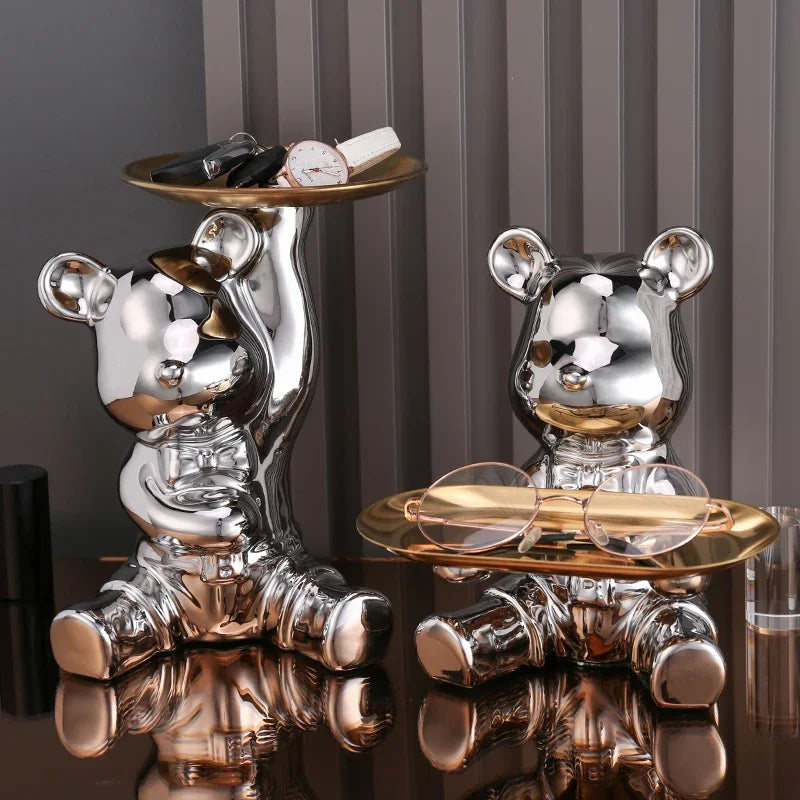 Plating Bear Ceramic Storage Box and Tabletop Ornament