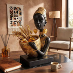 Resin African Tribal Statue and Tabletop Storage Tray