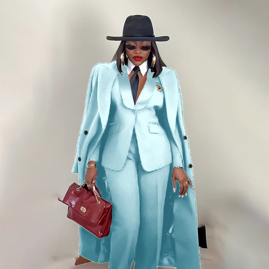 Men's Tailored Three-Piece Blazer Vest and Pants Suit