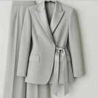 Women's Tailored Blazer Wide Leg Pants Suit