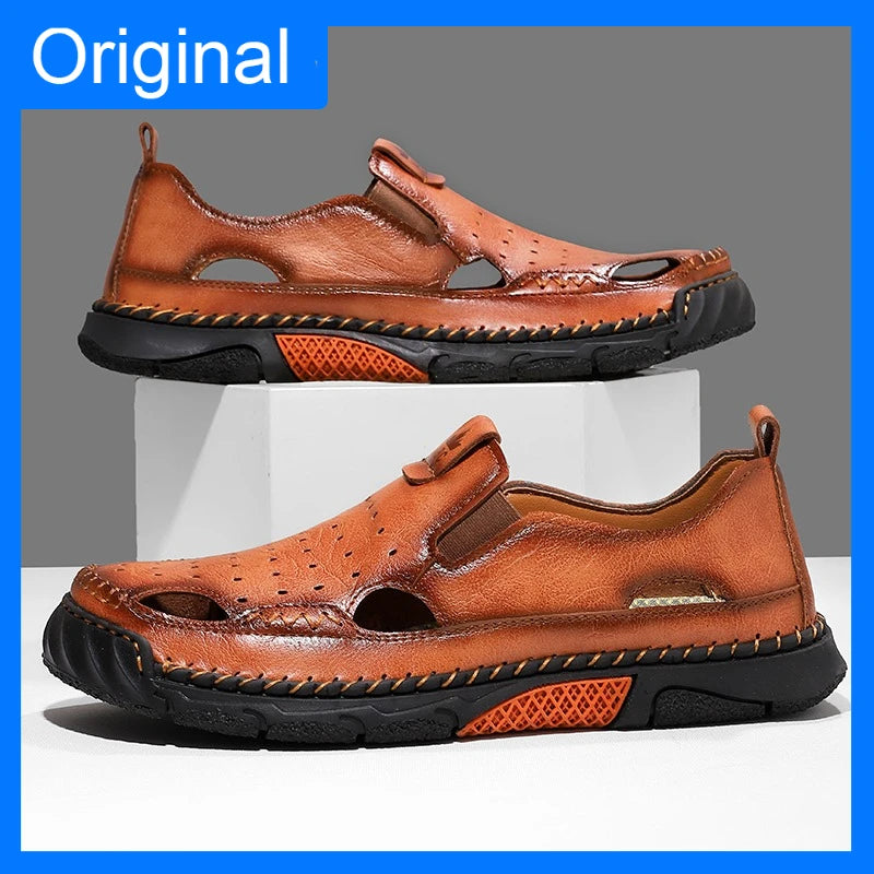 Men's Comfortable Slip-on Casual Leather Walking Sandals