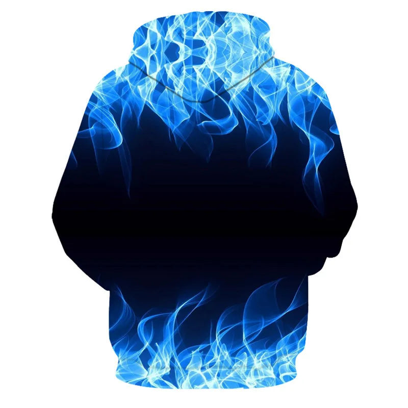 Unisex Colorful Flame 3D Print Pullover Hoodie Sweatshirt
