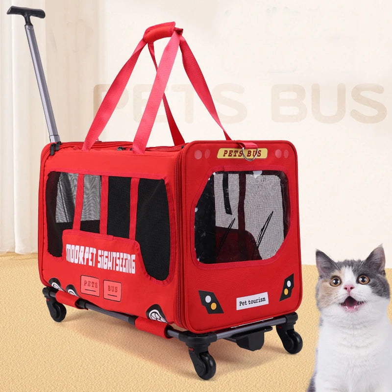 Portable Breathable Universal Wheel Pet Trolley Bag