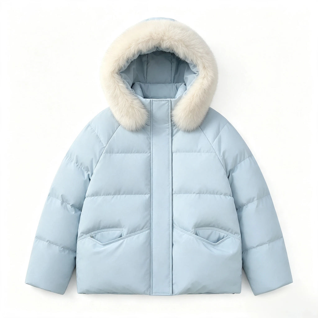 Women's Thick Warm Hooded Faux Fur Collar Winter Puffer Coat