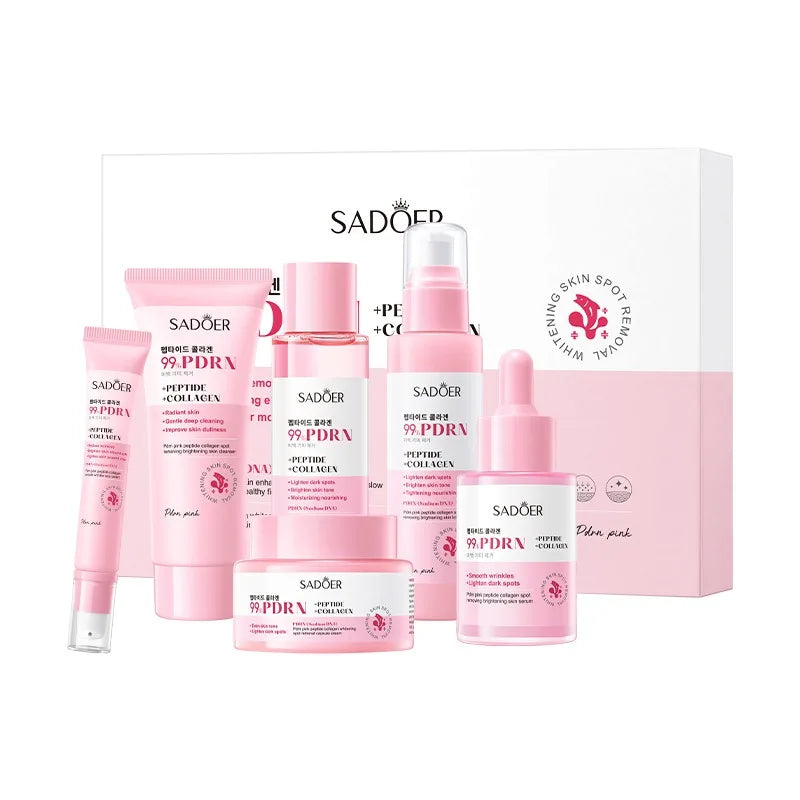 Salmon Pink Peptide Collagen Protein Skincare Set Firming Hydrating Kit