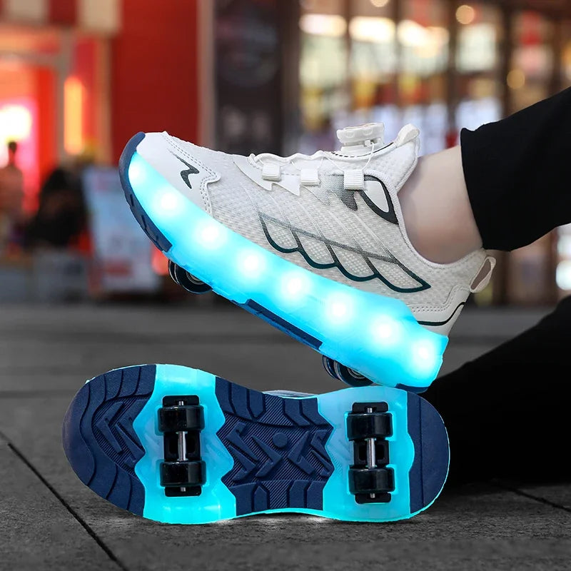 Kids' Breathable Detachable Dual-Use Roller Skate Shoes