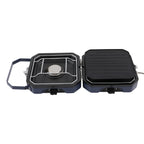 Folding 2-Burner Camping Gas Stove with Non-Stick Grill Pan