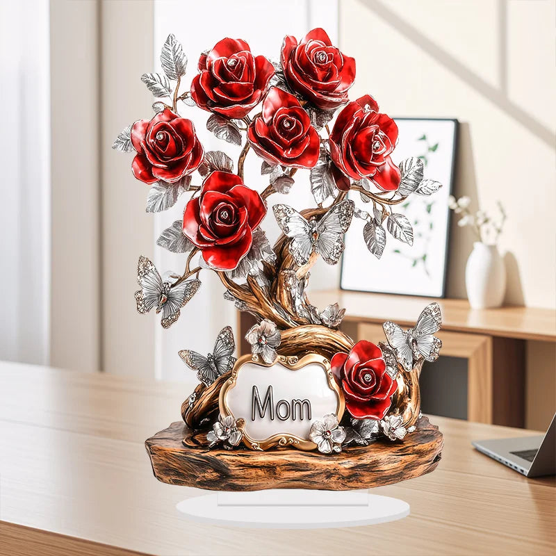 Flat Acrylic Rose Flower Artwork Plaque and Desk Decorative Sign