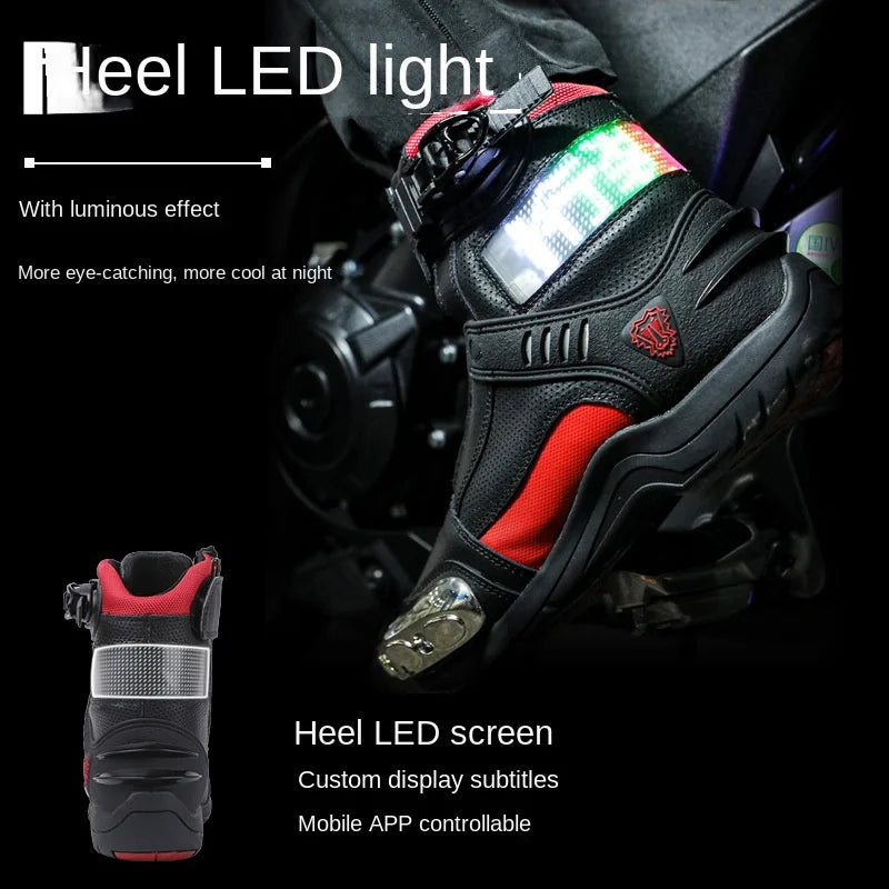 Unisex High Top LED Illuminated Motorcycle Riding Boots