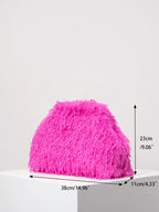 Y2K Faux Fur Kiss Lock Clutch Bag Women's Large Capacity