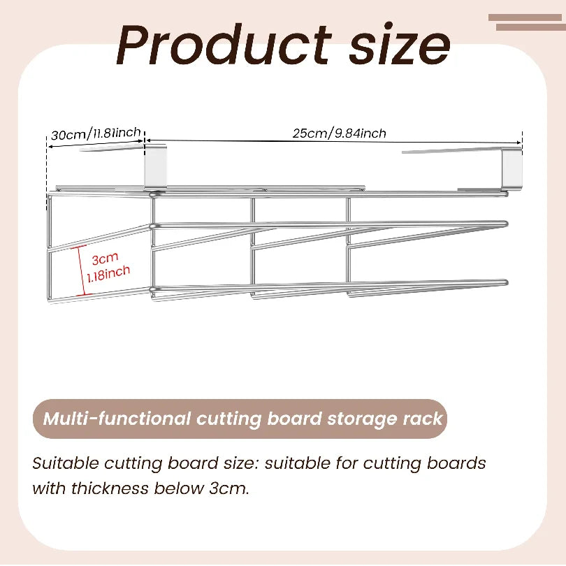 Stainless Steel Under Cabinet Cutting Board and Pot Lid Storage Rack