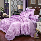 Satin Jacquard Bedding Set and Luxury Flower Duvet Cover Set
