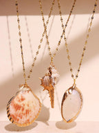 Women's Fashion Retro Gold-Tone Shell Layered Pendant Necklace
