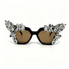 Women's Oversized Cat Eye Crystal Sunglasses UV400