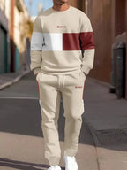 Men's Casual 3D Letter Print Sweatshirt and Pants Set