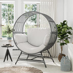 Oversized Rattan Egg Basket Chair with Thickened Cushions