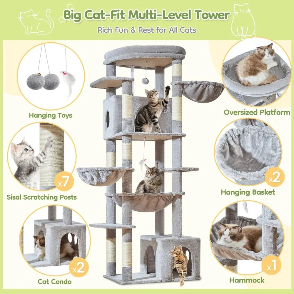72-Inch Multi Level XXL Cat Tree Tower