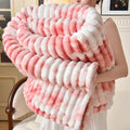 Gradient Soft Plush Flannel Blanket and Warm Coral Fleece Bed Throw
