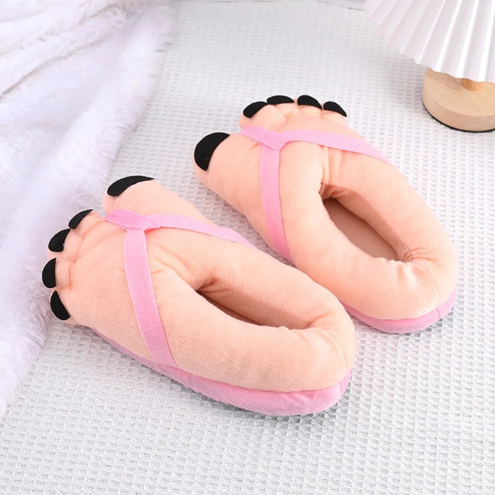 Unisex Winter Cotton Slippers Funny Cartoon Couple House Slides Warm Soft Plush Indoor Flats
