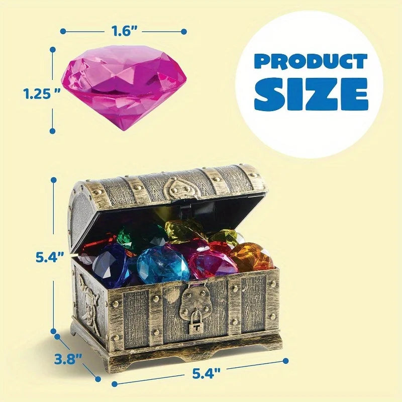 16 Big Colorful Diamond Pool Toys with Pirate Treasure Chest for Kids