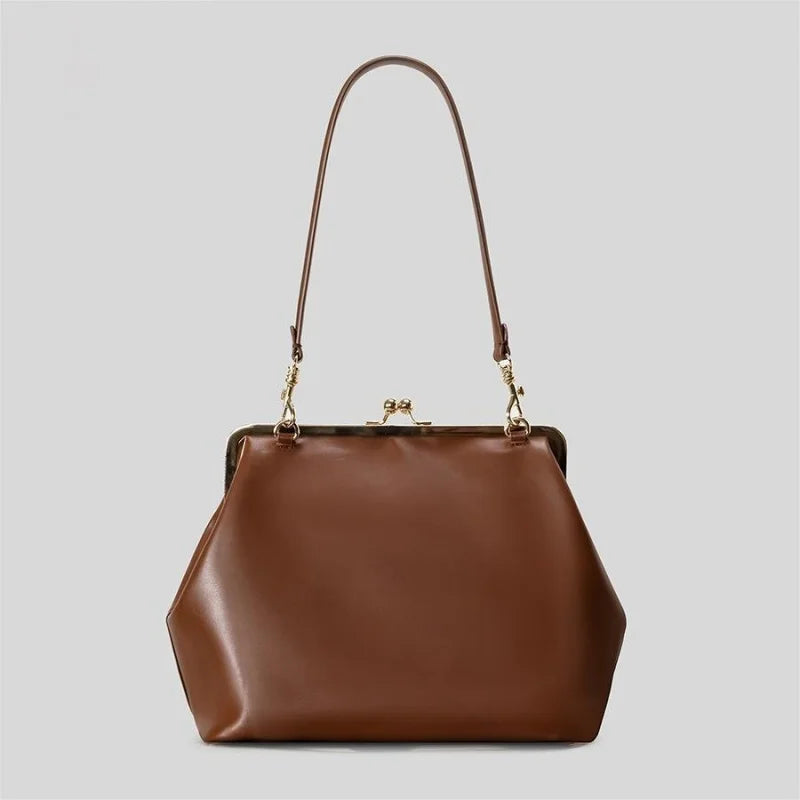 Women's Retro Kiss Lock Frame Shoulder Clutch Bag