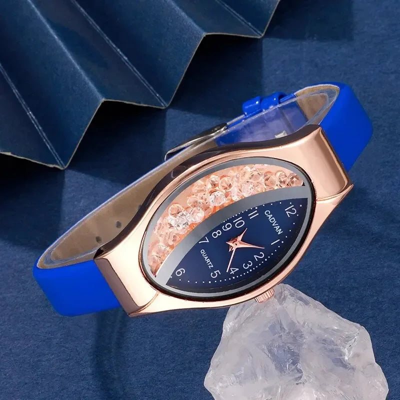 Women's Rhinestone Quartz Watch 6-Piece Jewelry Gift Set