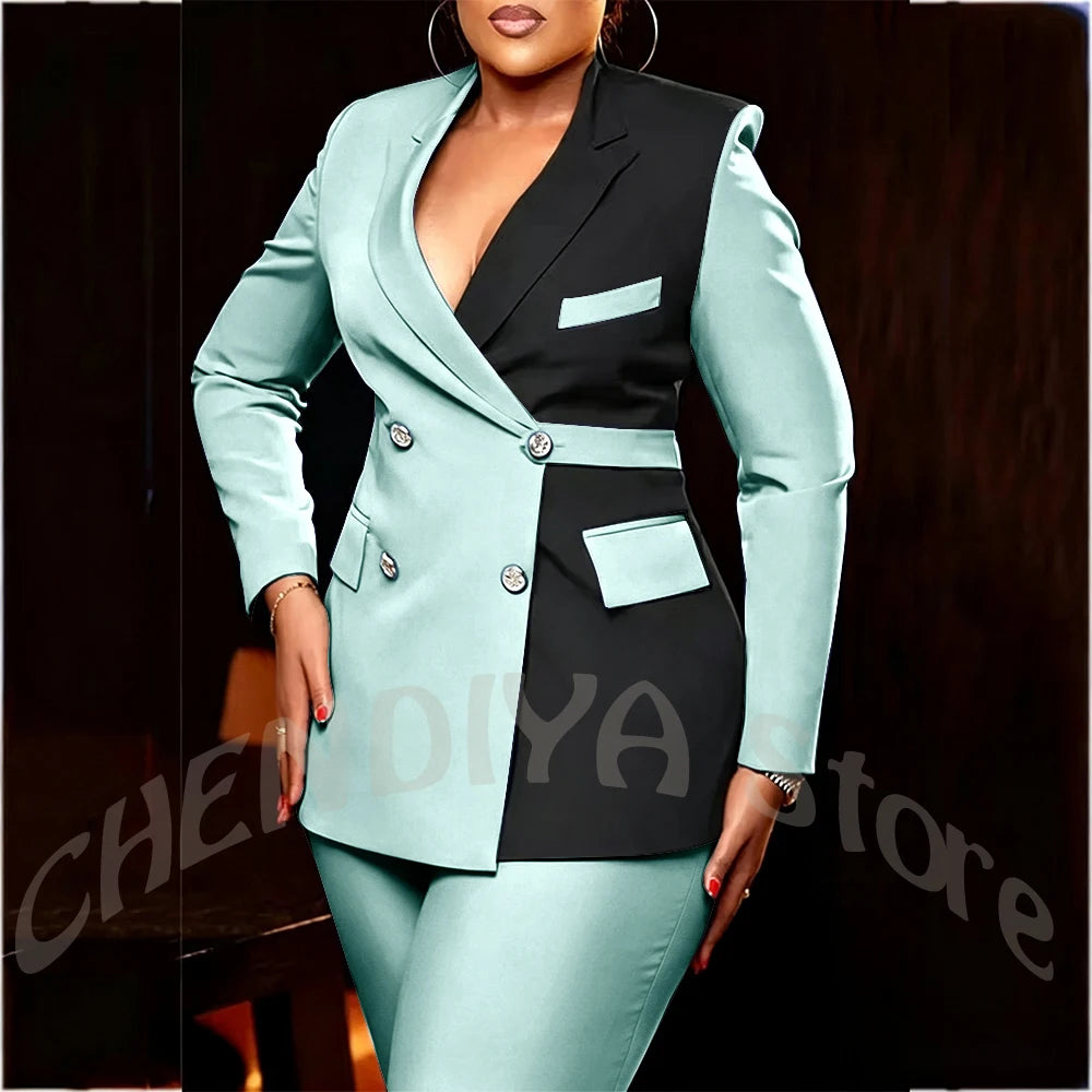 Women's Classic Tailored Blazer and Trousers Suit Set