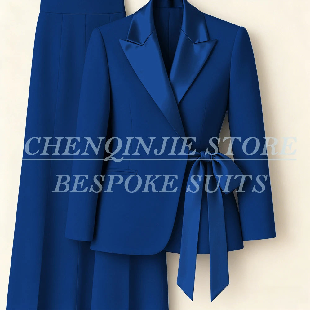 Women's Tailored Blazer Wide Leg Pants Suit