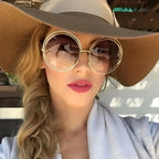 Women's Trendy Round Retro Gradient Metal Oversized Sunglasses