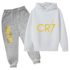 Kids' Ronaldo CR7 Print Hoodie Sweatshirt Pants Two-Piece Set