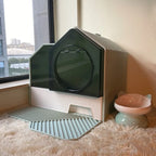 Fully Enclosed Cat Litter Box and Odor Barrier Drawer Pan