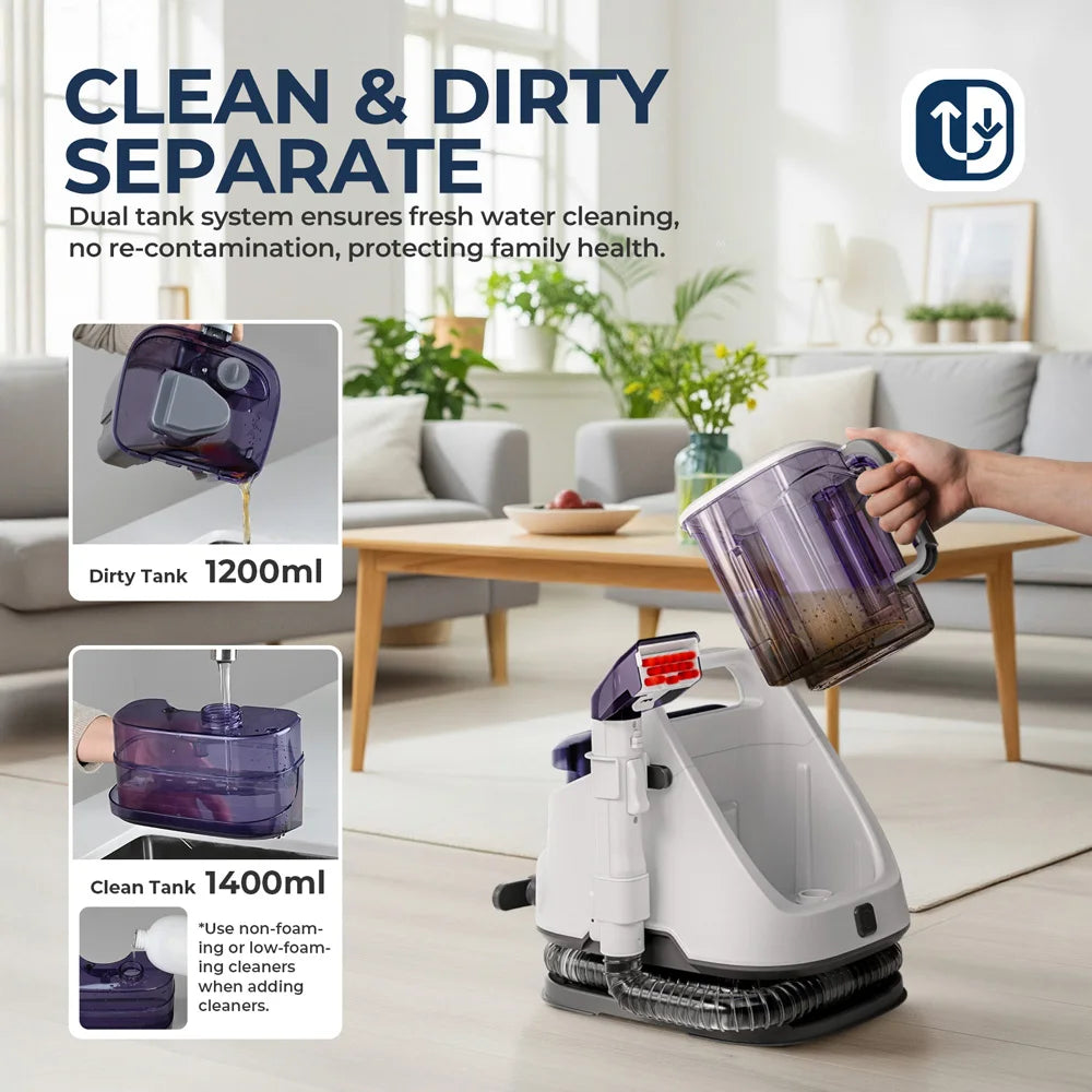 Portable Carpet and Upholstery Cleaner with Large Water Tank