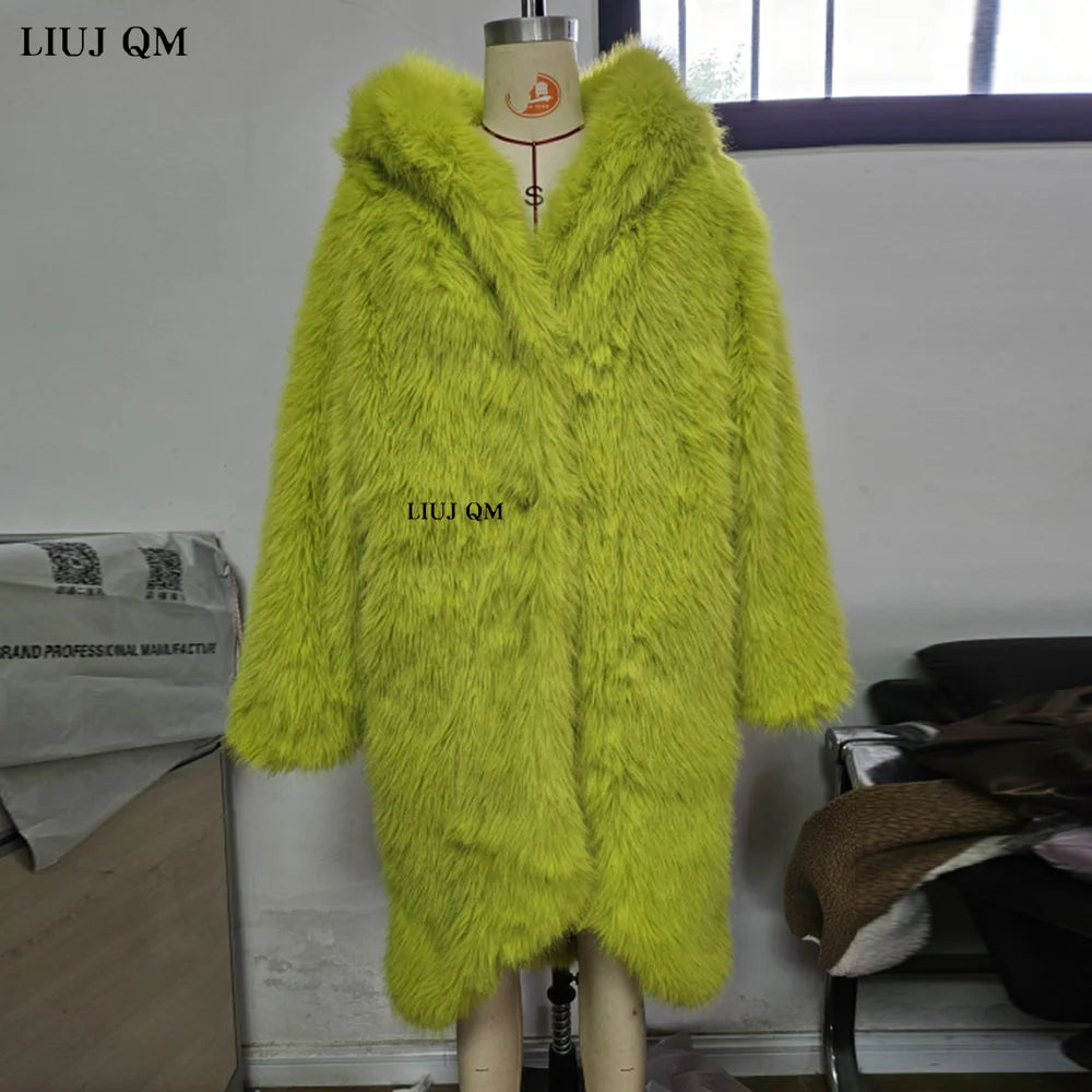 Women's Thick Warm Hooded Faux Fur Coat