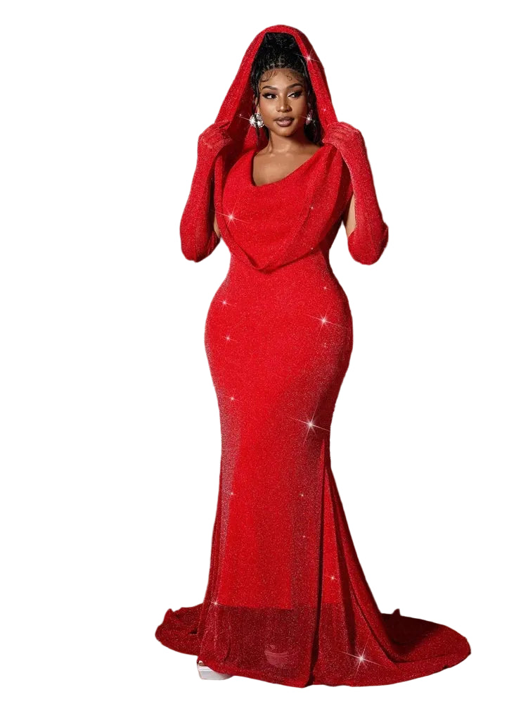 Women's Sexy Hooded Fishtail Floor Length Maxi Dress